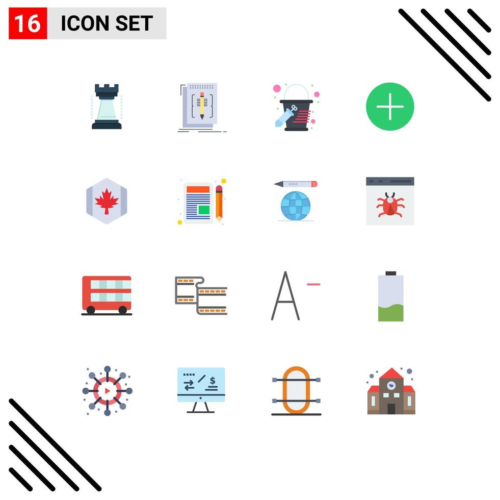 16 signes universels de couleur plate symboles du programme multimédia d'automne lecteur multimédia ajouter un pack modifiable d'éléments de conception de vecteur créatif