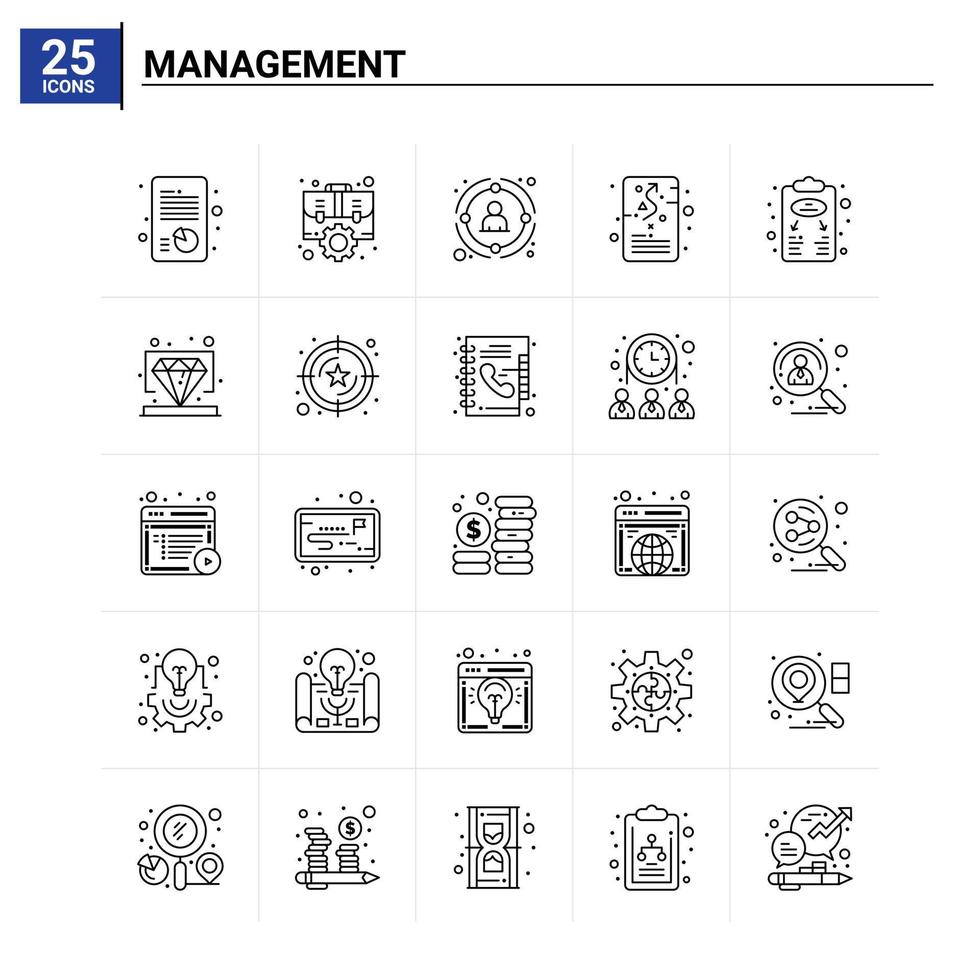 25 gestion icon set vector background