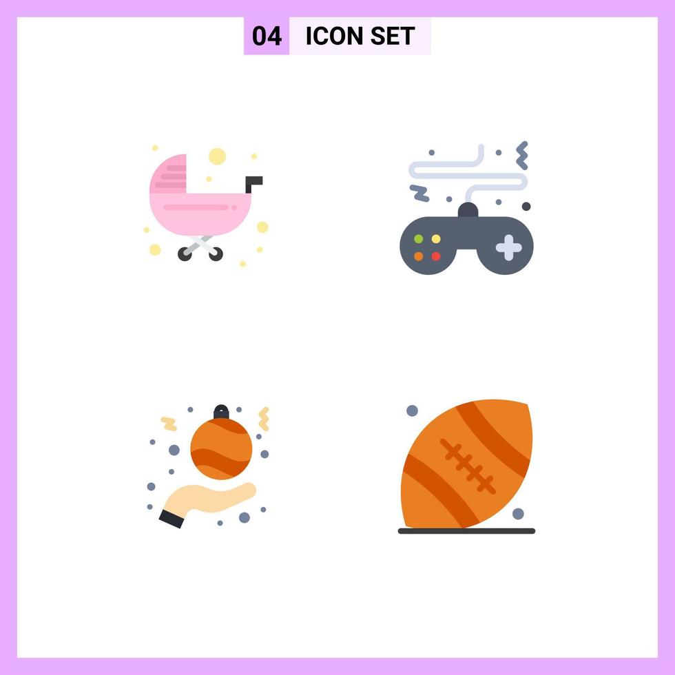 4 icône plate universelle signes symboles de bébé jouer poussette pad noël éléments de conception vectoriels modifiables vecteur