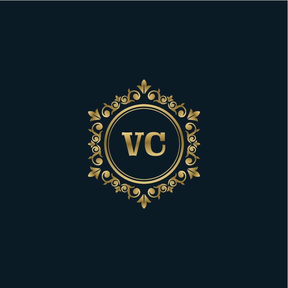logo lettre vc avec modèle or de luxe. modèle vectoriel de logo d'élégance.