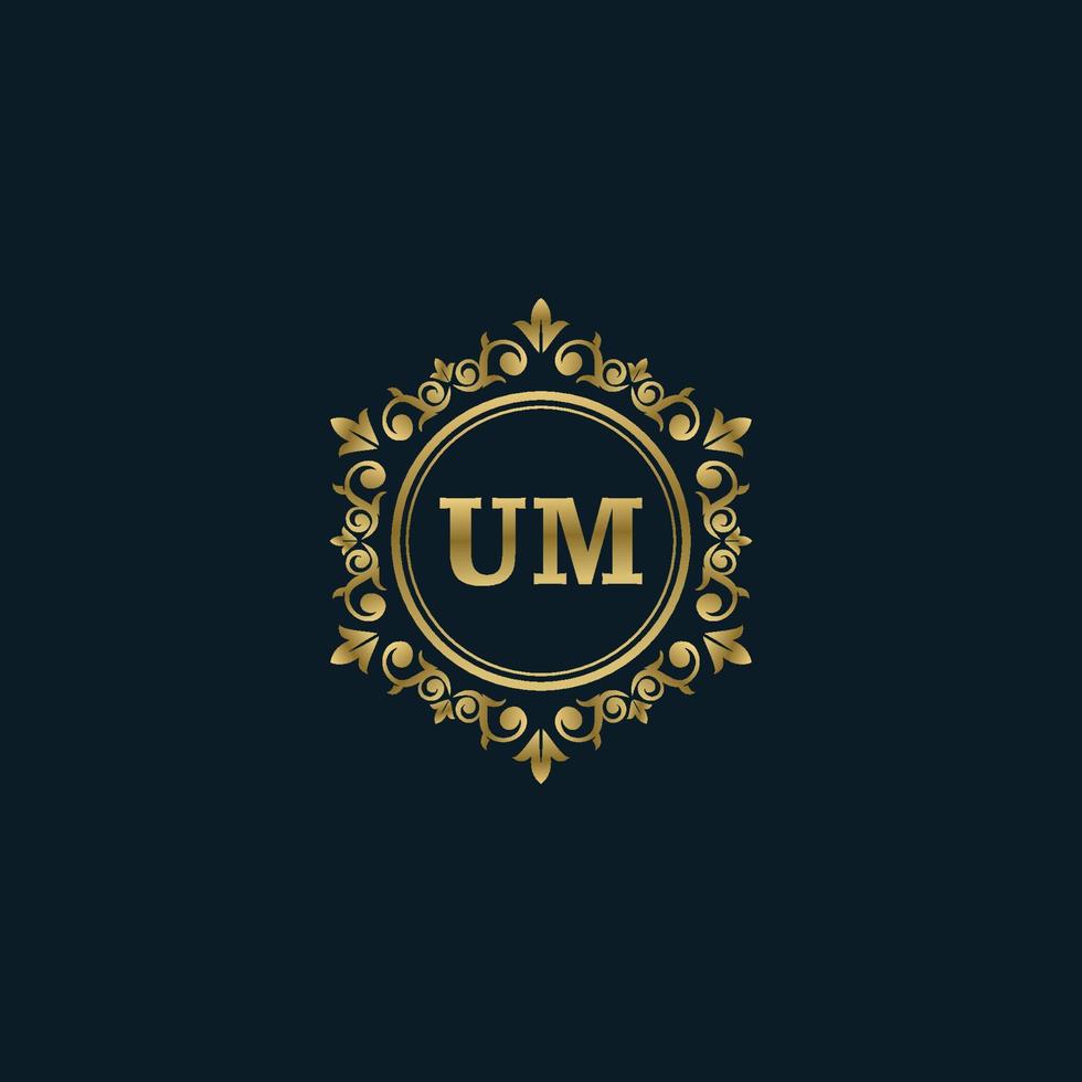 logo lettre um avec modèle or de luxe. modèle vectoriel de logo d'élégance.