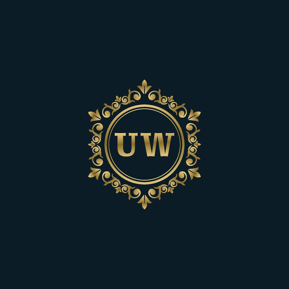 lettre uw logo avec modèle d'or de luxe. modèle vectoriel de logo d'élégance.