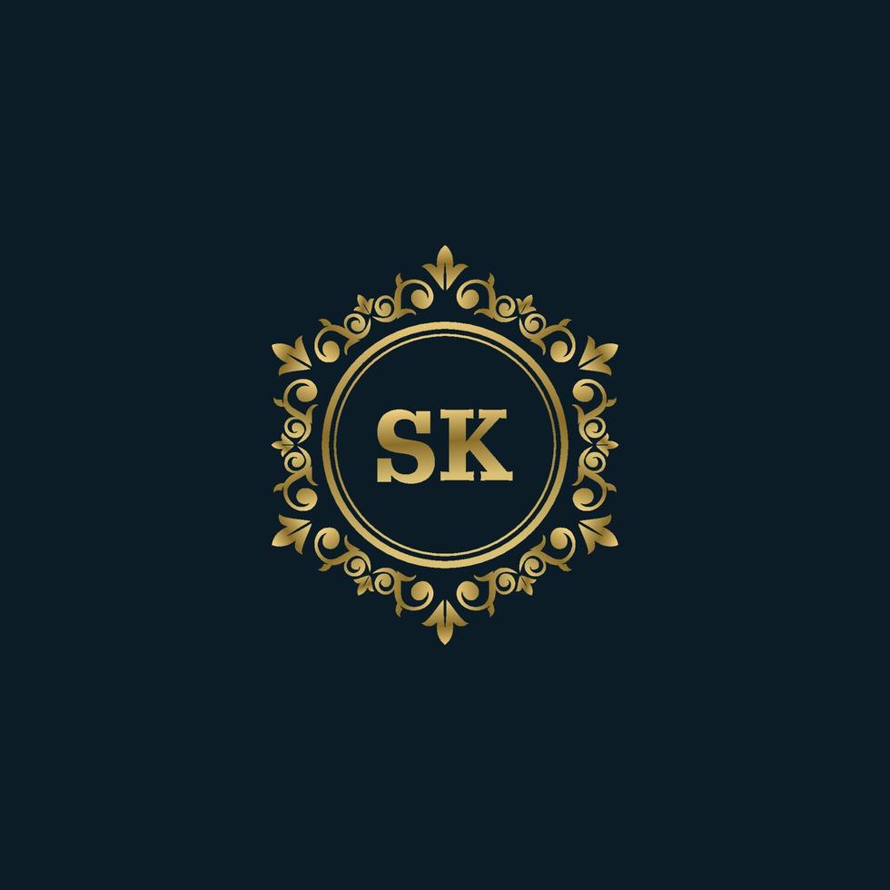 logo lettre sk avec modèle or de luxe. modèle vectoriel de logo d'élégance.