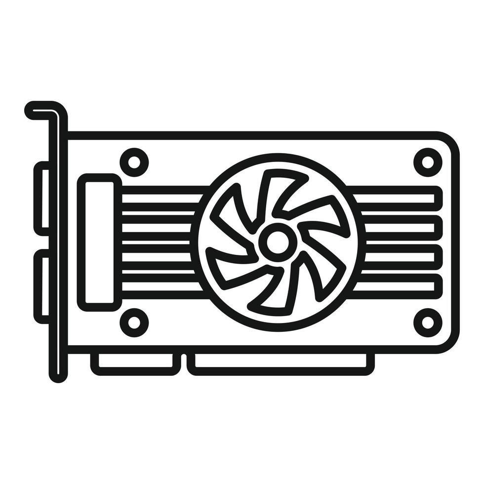 vecteur de contour d'icône de carte gpu de ventilateur. graphique d'ordinateur