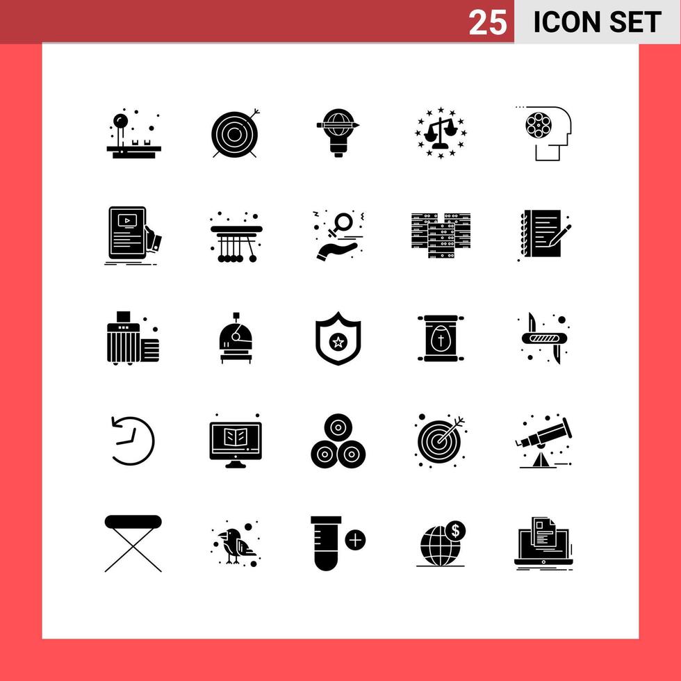 25 concept de glyphe solide pour les sites Web mobile et applications équipage justice succès gdpr léger éléments de conception vectoriels modifiables vecteur
