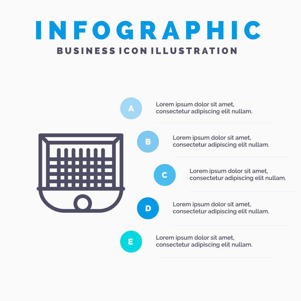 icône de ligne de football net de poteau de but de porte de balle avec 5 étapes présentation infographie fond vecteur