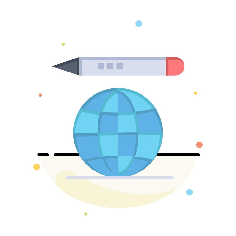 modèle d'icône de couleur plate abstraite de crayon de globe d'éducation mondiale vecteur