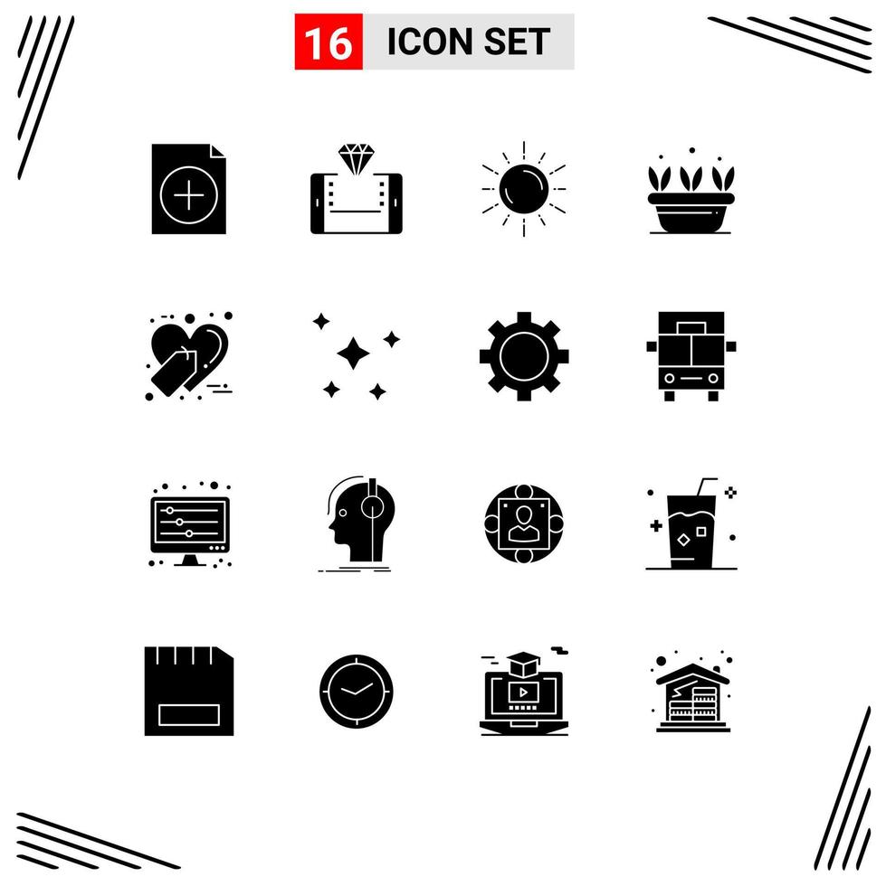 16 icônes créatives signes et symboles modernes de l'usine de commerce électronique soleil feuille météo éléments de conception vectoriels modifiables vecteur