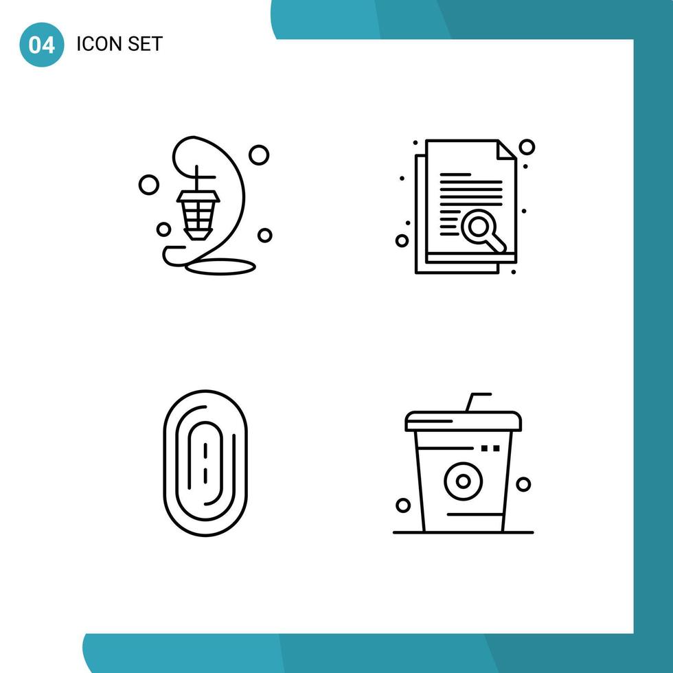 4 icônes créatives signes et symboles modernes de lanterne lampe biométrique papier tactile éléments de conception vectoriels modifiables vecteur