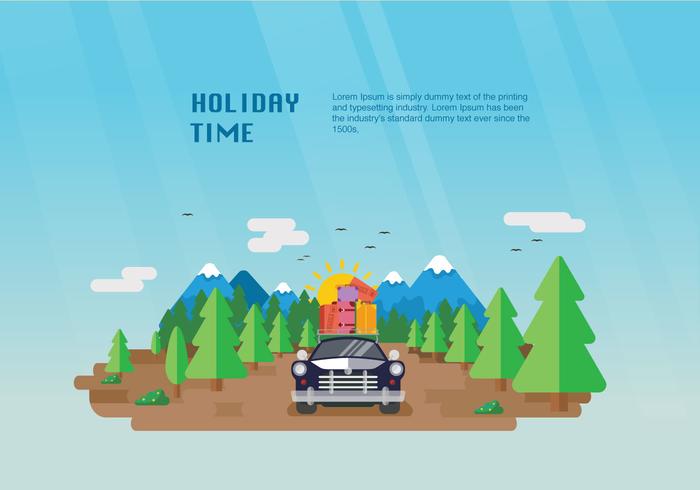 Happy Holiday Carpool Vector Flat Illustration