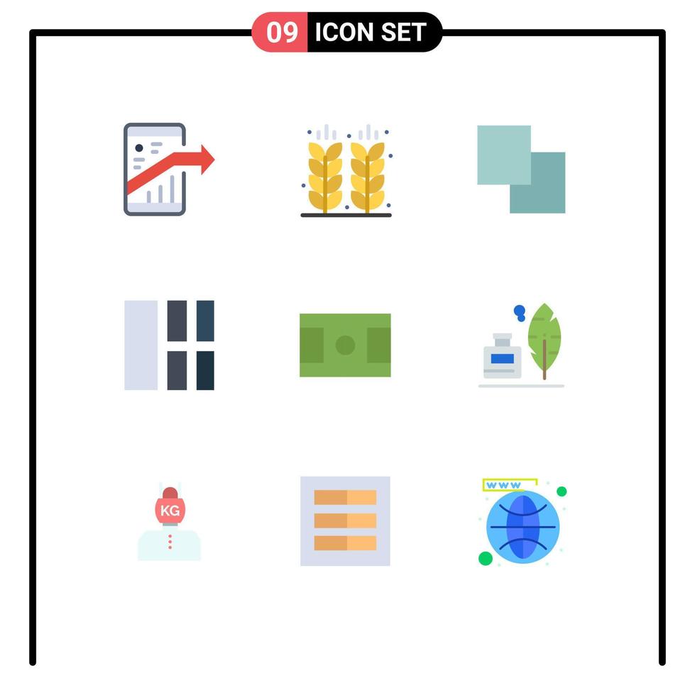 9 pack de couleurs plates d'interface utilisateur de signes et symboles modernes d'éléments de conception vectoriels modifiables d'échange d'image de champ d'interface de champ vecteur