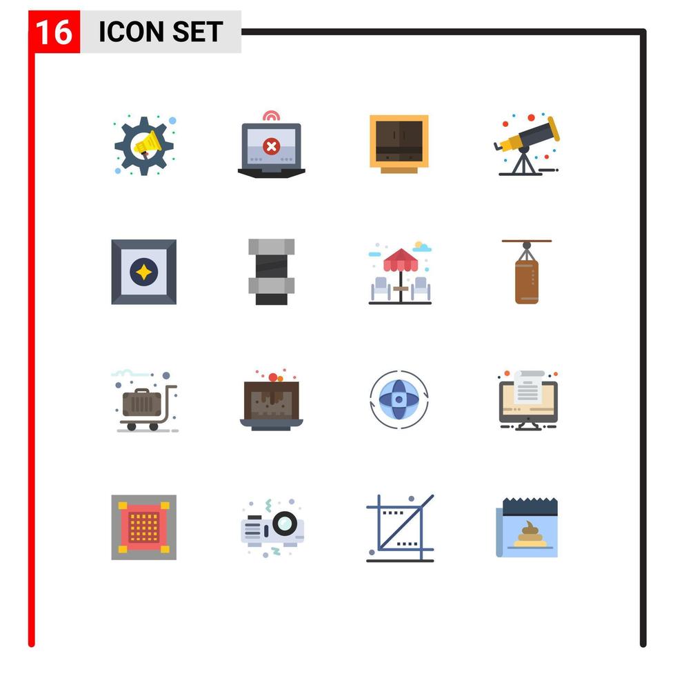 pack d'icônes vectorielles stock de 16 signes et symboles de ligne pour le bureau d'astronomie d'affaires de l'espace de boîte pack modifiable d'éléments de conception de vecteur créatif