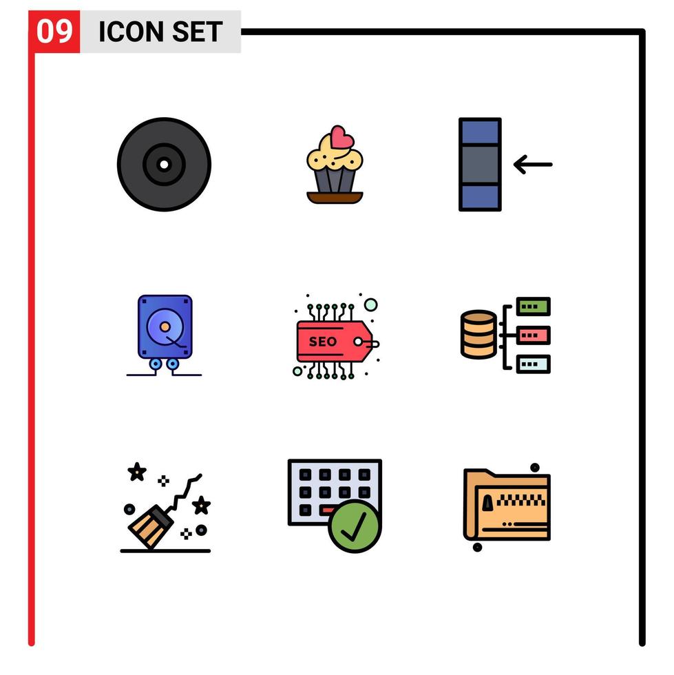 9 icônes créatives signes et symboles modernes de données seo étiquette de données informatique éléments de conception vectoriels modifiables vecteur