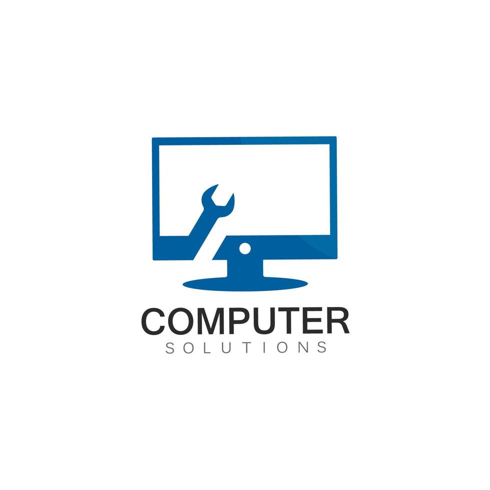 illustration vectorielle d'icône de modèle de logo de réparation d'ordinateur et d'ordinateur portable vecteur