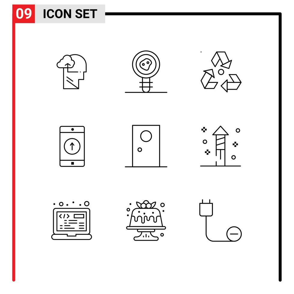 interface utilisateur pack de 9 contours de base de l'application mobile envoyée eco mobile vert éléments de conception vectoriels modifiables vecteur