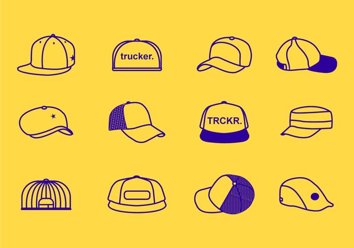 Stroke Line Trucker Hats Icône vecteur