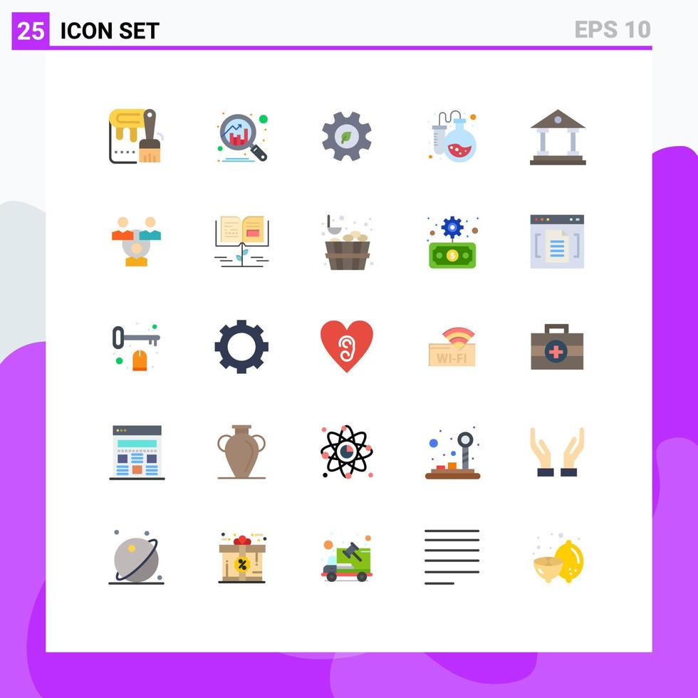 25 concept de couleur plate pour les sites Web mobiles et les applications banque de cour écologie laboratoire de test en ligne éléments de conception vectoriels modifiables vecteur