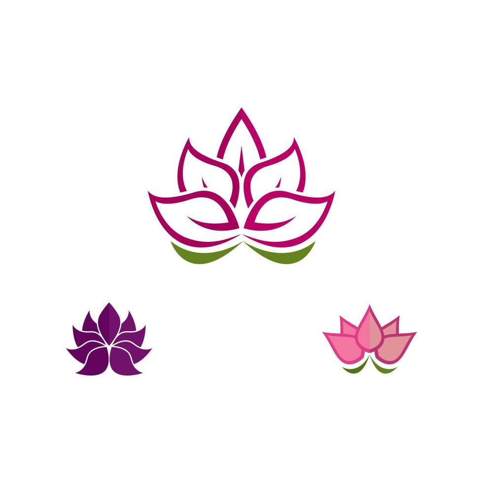 modèle de logo de conception de fleurs de lotus de vecteur de beauté