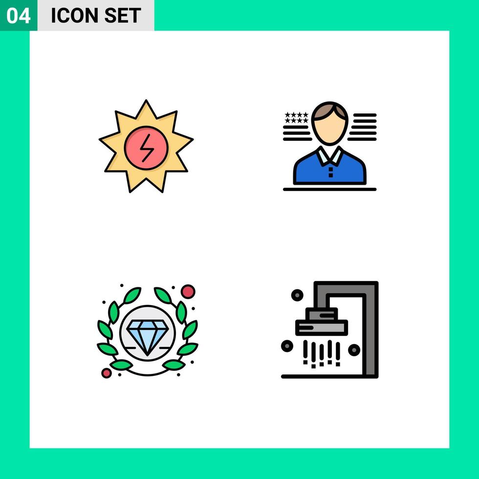 ensemble de 4 symboles d'icônes d'interface utilisateur modernes signes pour l'énergie seo drapeau de puissance salle de bain éléments de conception vectoriels modifiables vecteur