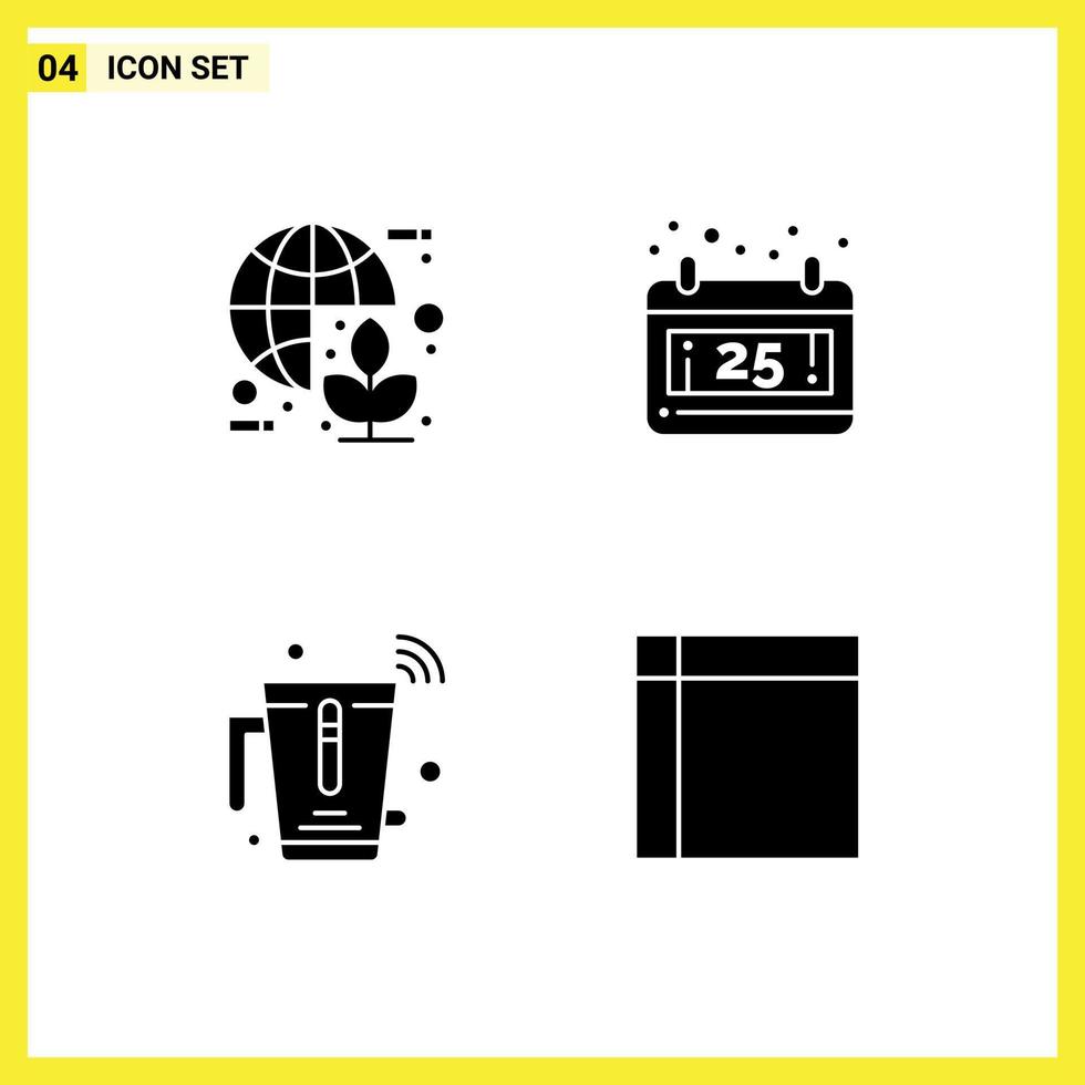 4 glyphes solides vectoriels thématiques et symboles modifiables des éléments de conception vectoriels modifiables du monde mondial des jus de noël wifi vecteur