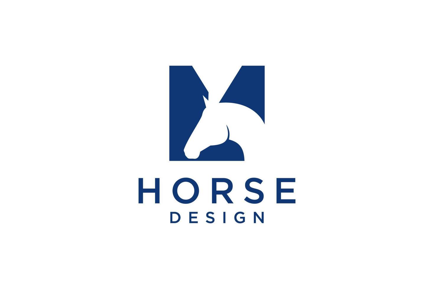 la conception du logo avec la lettre initiale m est combinée avec un symbole de tête de cheval moderne et professionnel vecteur