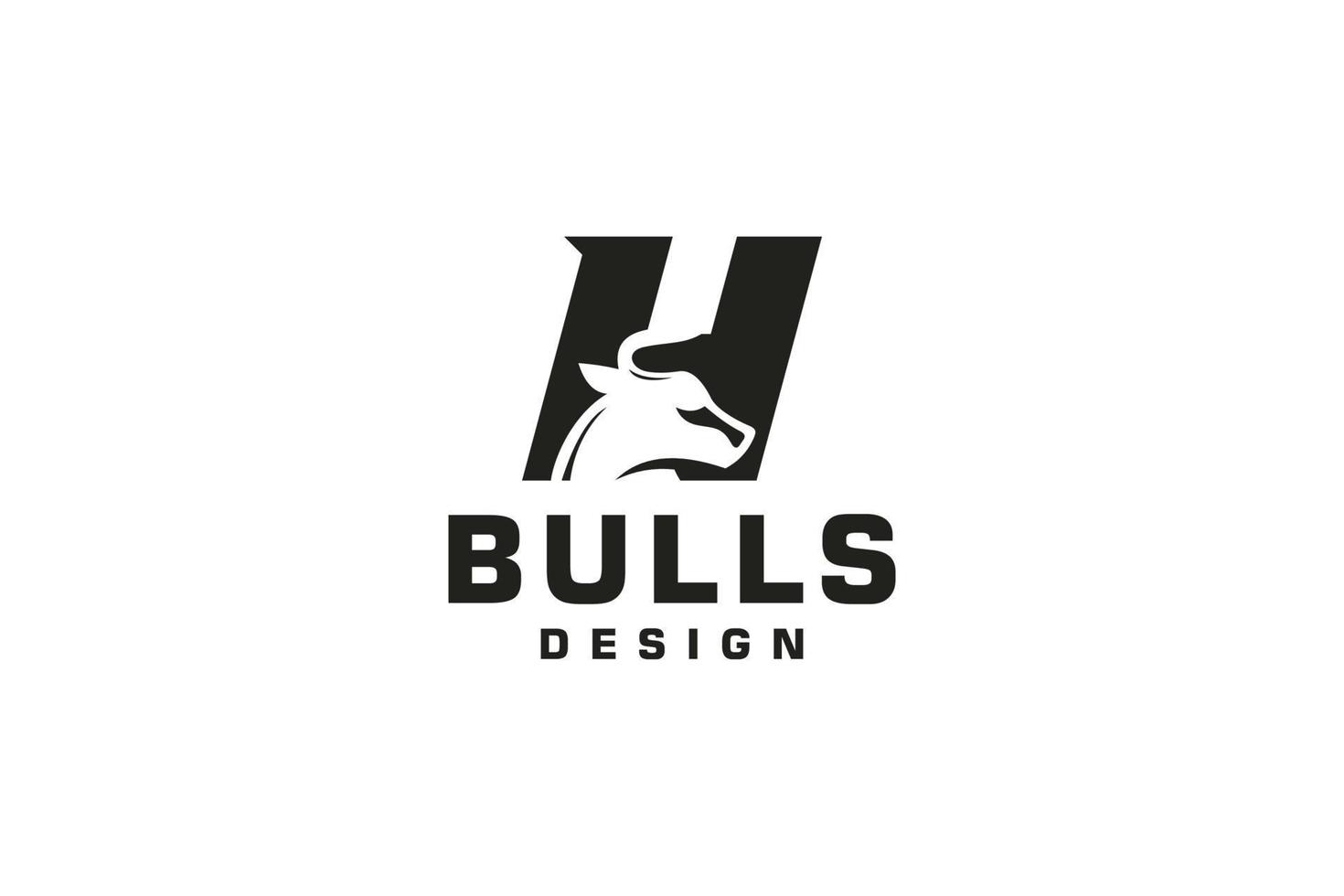 logo lettre h, logo taureau, logo tête de taureau, élément de modèle de conception de logo monogramme vecteur