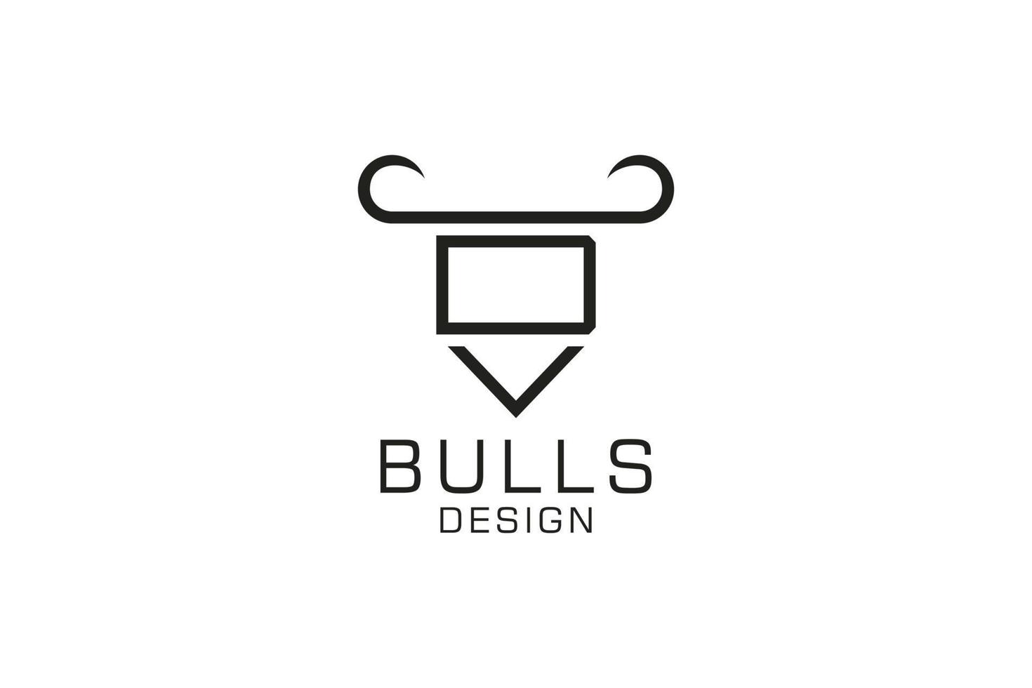 logo lettre d, logo taureau, logo tête de taureau, élément de modèle de conception de logo monogramme vecteur