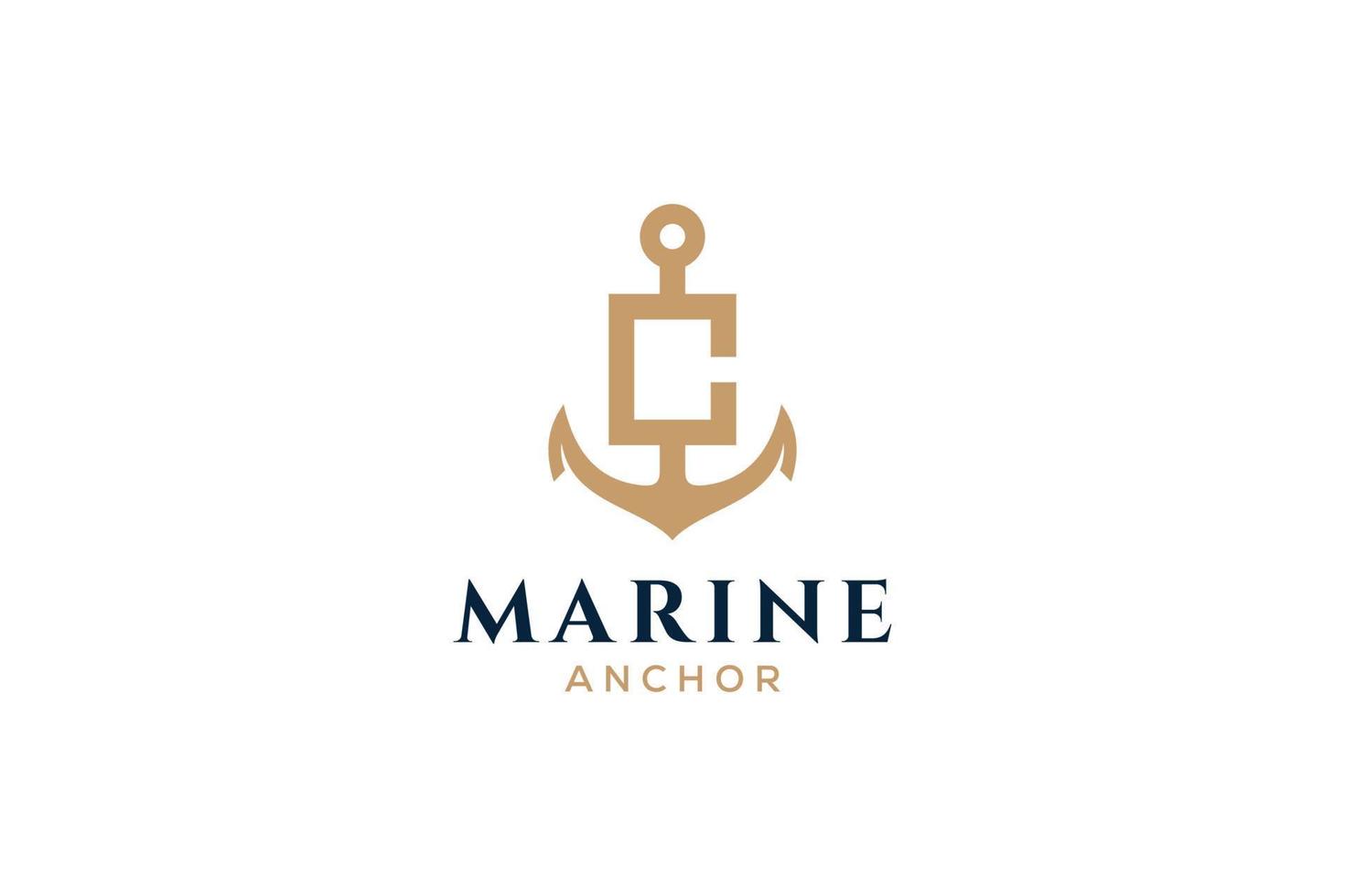 monogramme de lettre c, logotype d'ancre. logo du yacht club, emblème maritime. vecteur