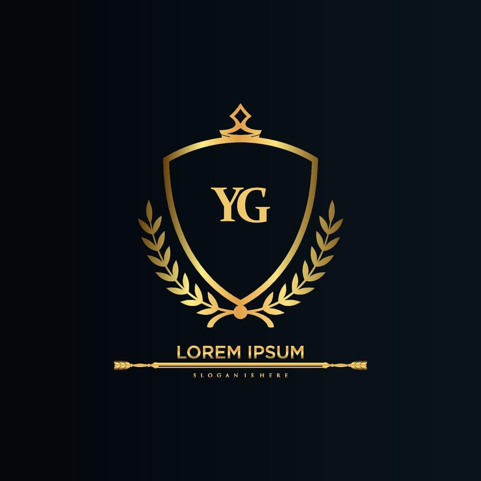 lettre yg initiale avec modèle royal.élégant avec vecteur de logo de couronne, illustration vectorielle de logo de lettrage créatif.