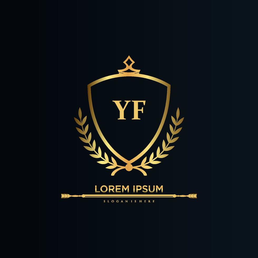 lettre yf initiale avec modèle royal.élégant avec vecteur de logo de couronne, illustration vectorielle de logo de lettrage créatif.