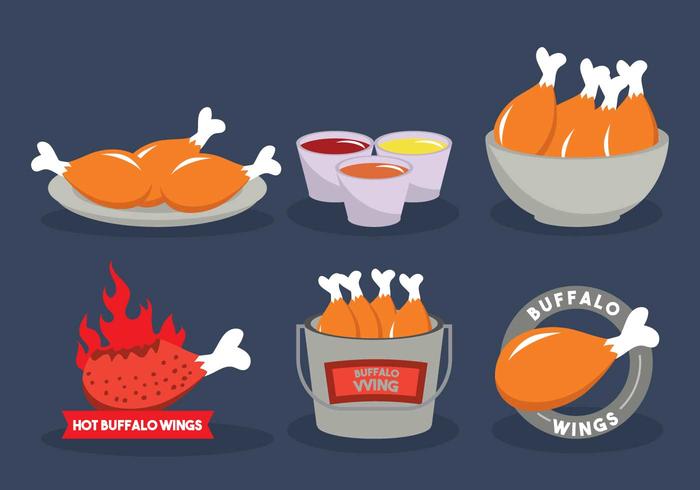 Buffalo wings vector illustration set