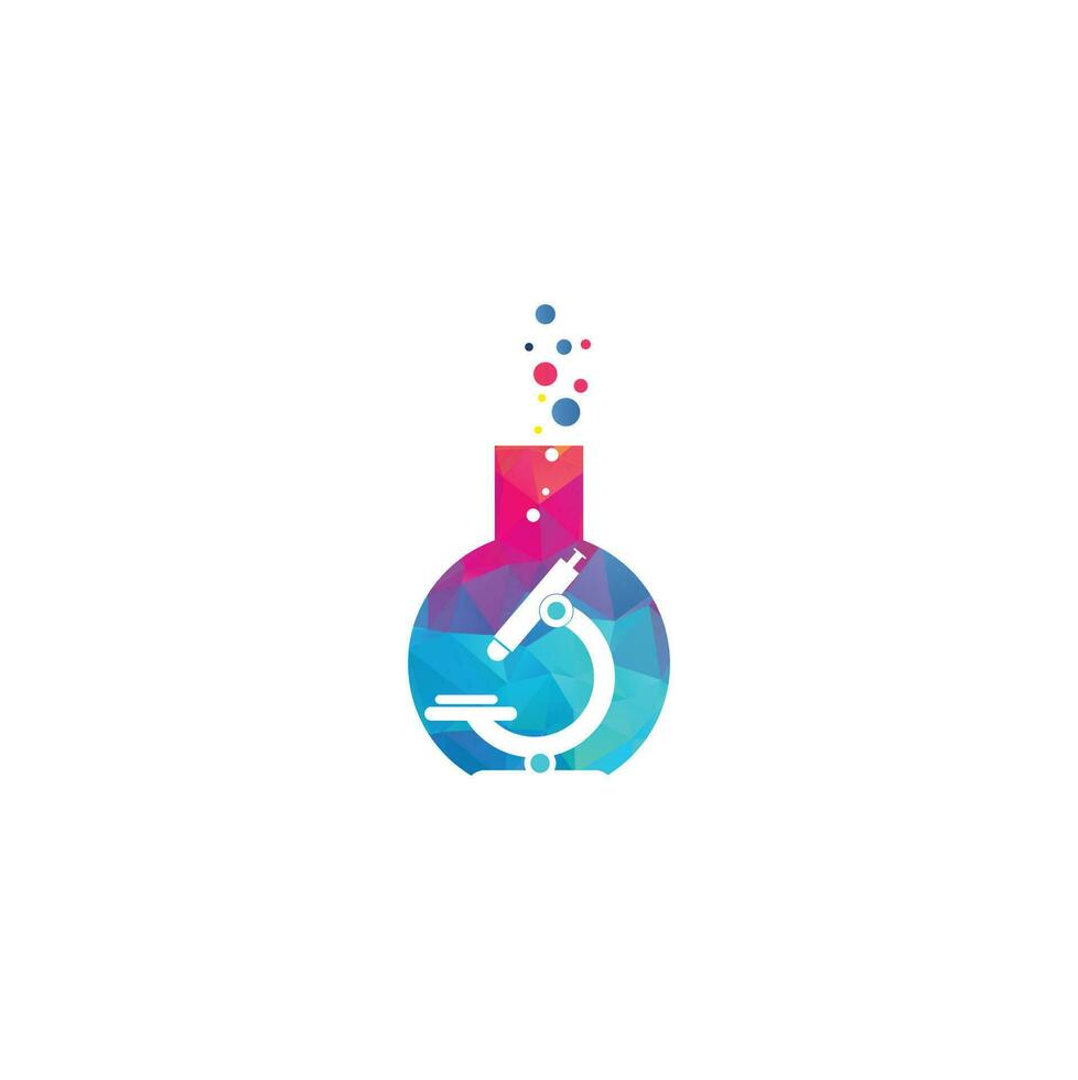 Flacon laboratoire verre icône vecteur logo modèle illustration design. logo du laboratoire. logo de microscope de laboratoire. bécher de laboratoire et logo de microscope.