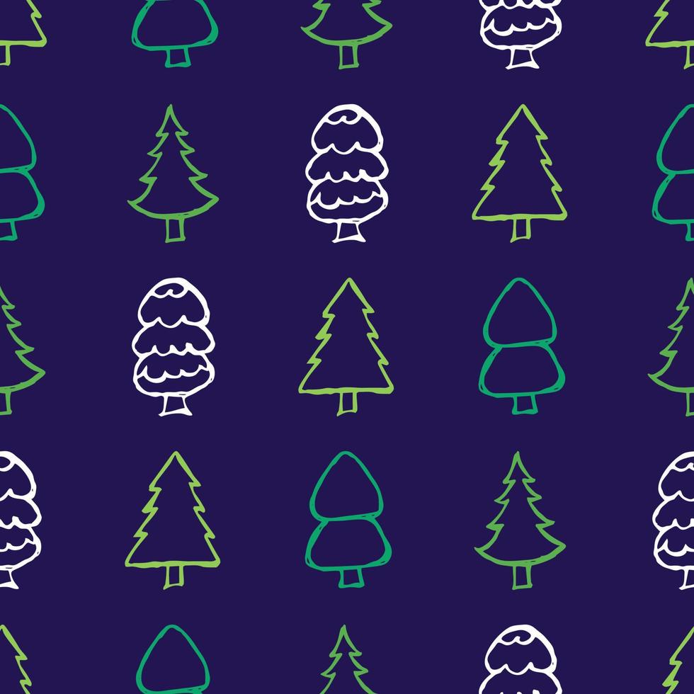 modèle sans couture avec des arbres de noël dessinés à la main. sapins esquissés. éléments de doodle de vacances d'hiver. illustration vectorielle vecteur