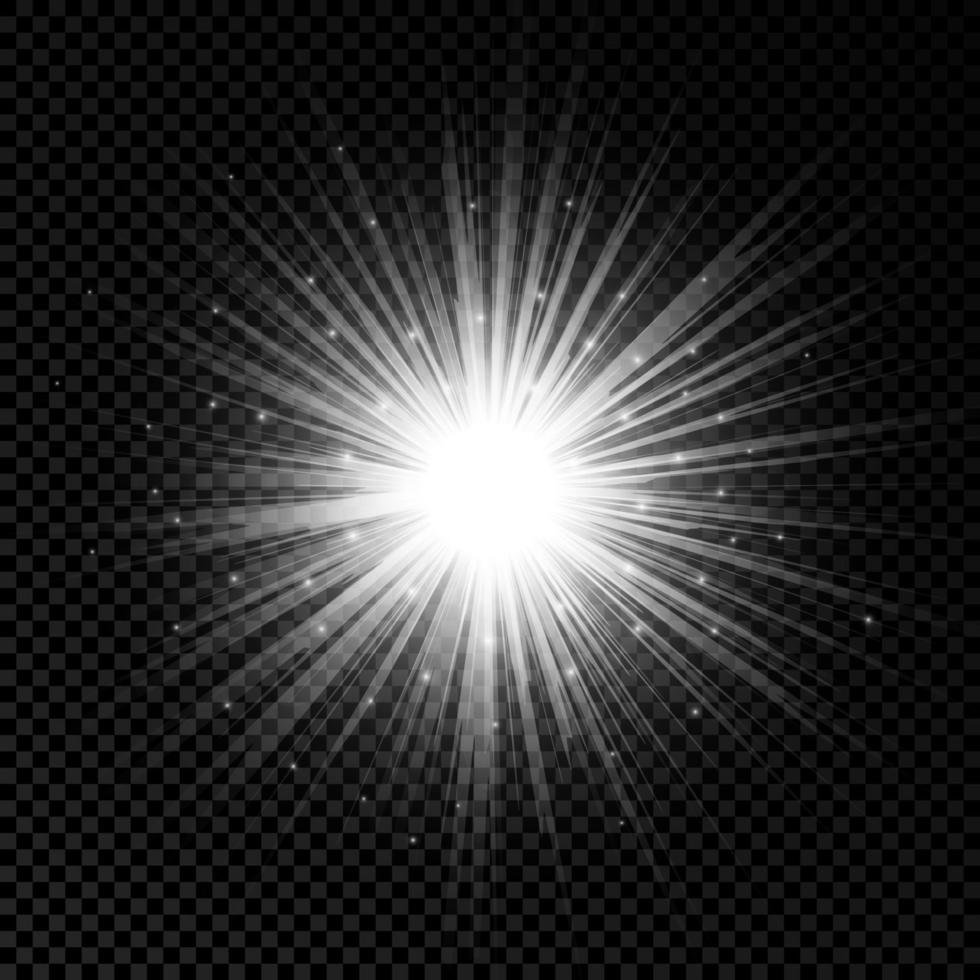 effet de lumière des fusées éclairantes. effets de starburst de lumières rougeoyantes blanches avec des étincelles. illustration vectorielle vecteur