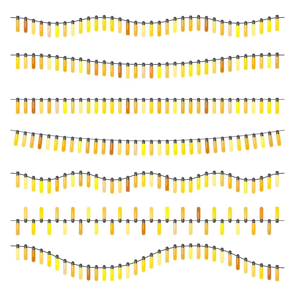 guirlande d'ampoules jaunes sur fond blanc. illustration vectorielle. vecteur