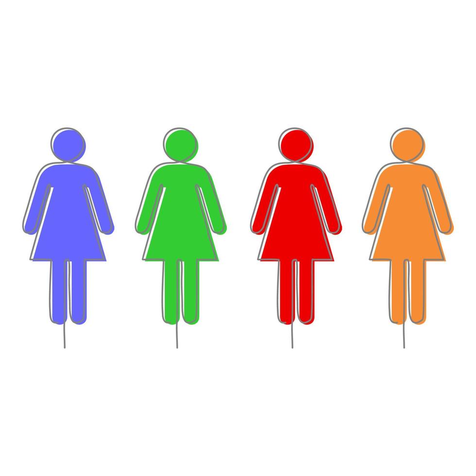 conception de vecteur icône femme en différentes couleurs