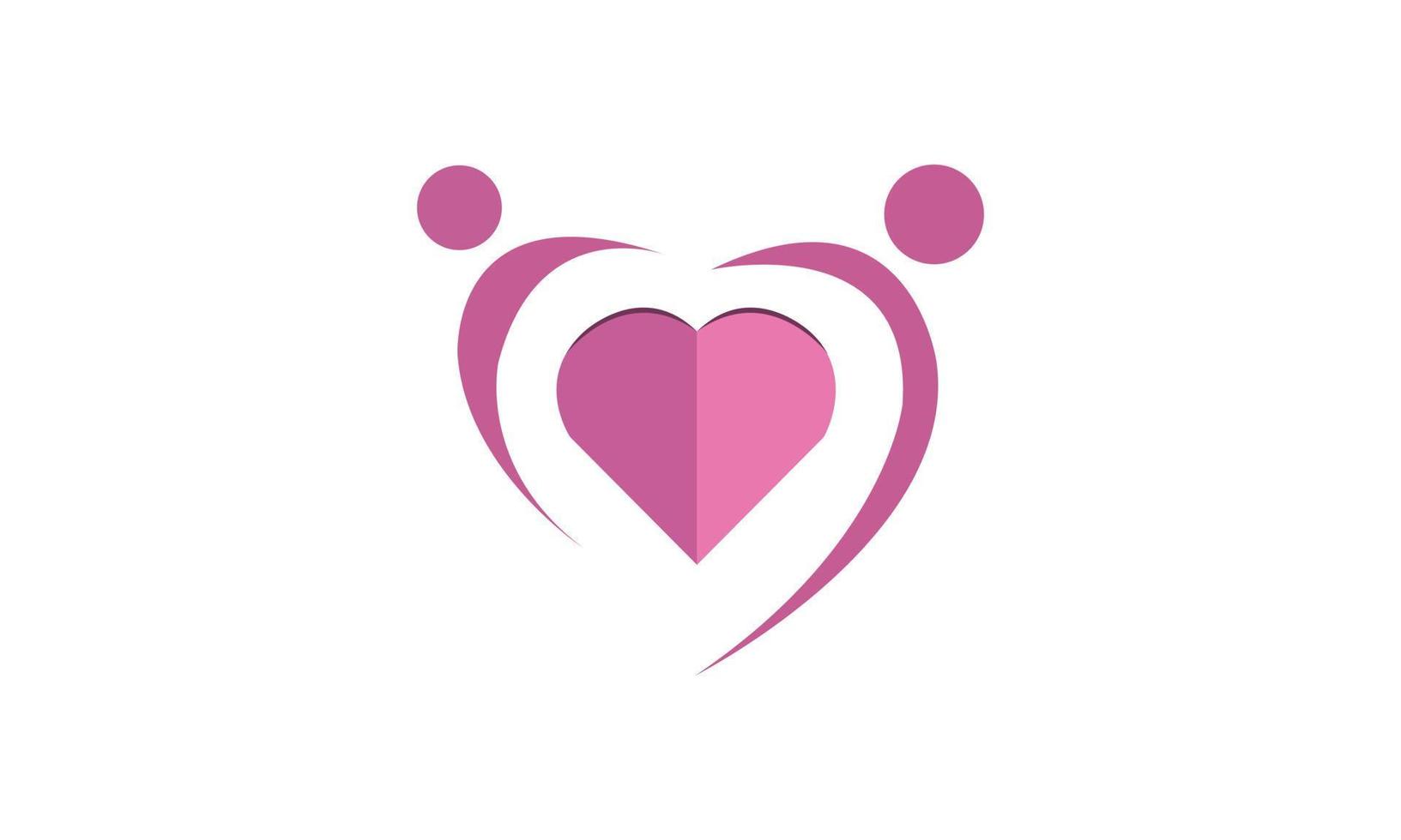 image de 2 personnes formant une forme de coeur. modèle de logo d'amour familial. logo d'amour coeur rose. vecteur