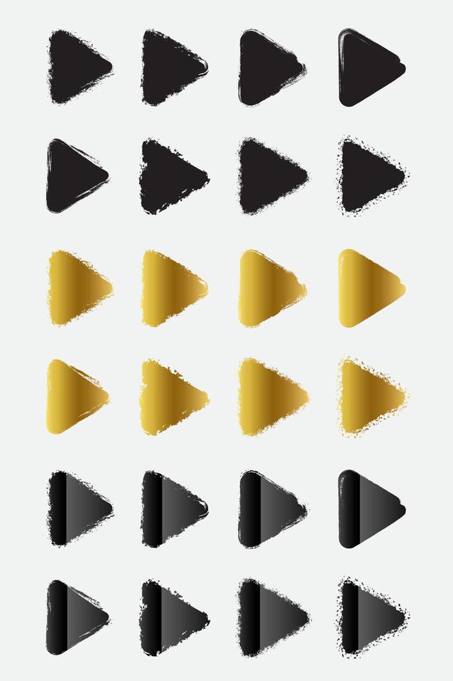 ensemble de cadres de bordure de triangle rond grunge avec or noir et couleur métallique vecteur