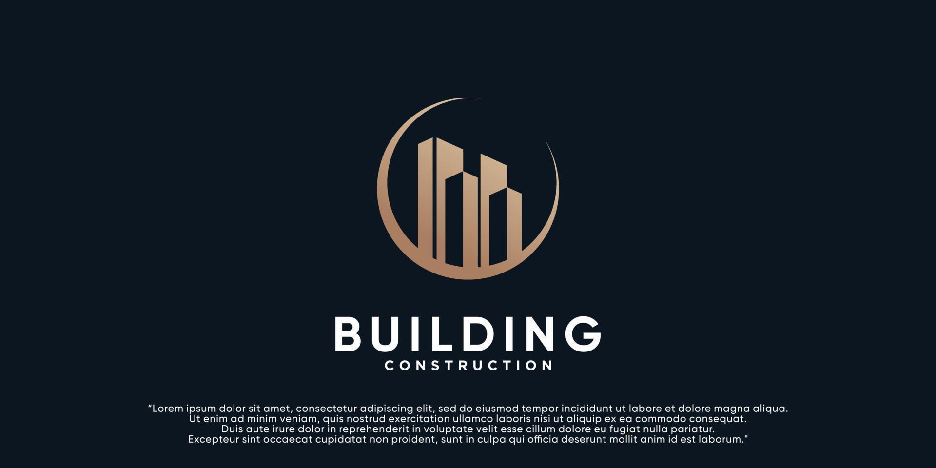 illustration de conception de logo de construction pour la construction d'entreprise avec vecteur premium de concept créatif