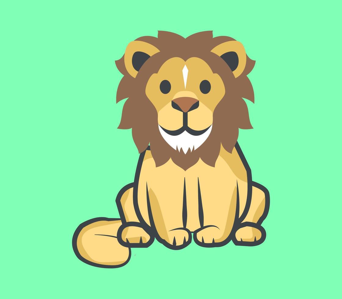 dessin animé de lion isolé sur blanc vecteur