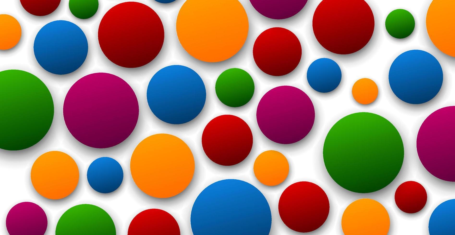 fond coloré avec des cercles 3d colorés. formes rondes dégradées. effet bonbon. vecteur