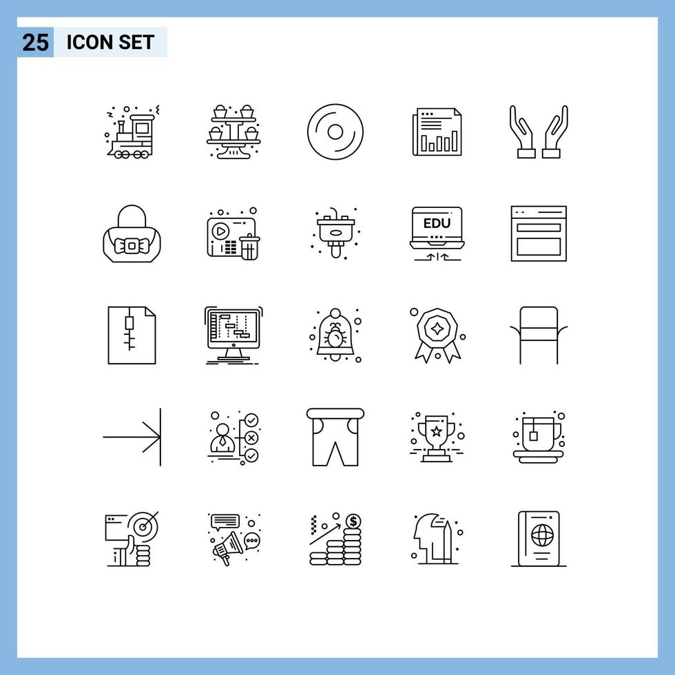 ligne d'interface mobile ensemble de 25 pictogrammes d'éléments de conception vectoriels éditables multimédia cd financier d'actualités vecteur