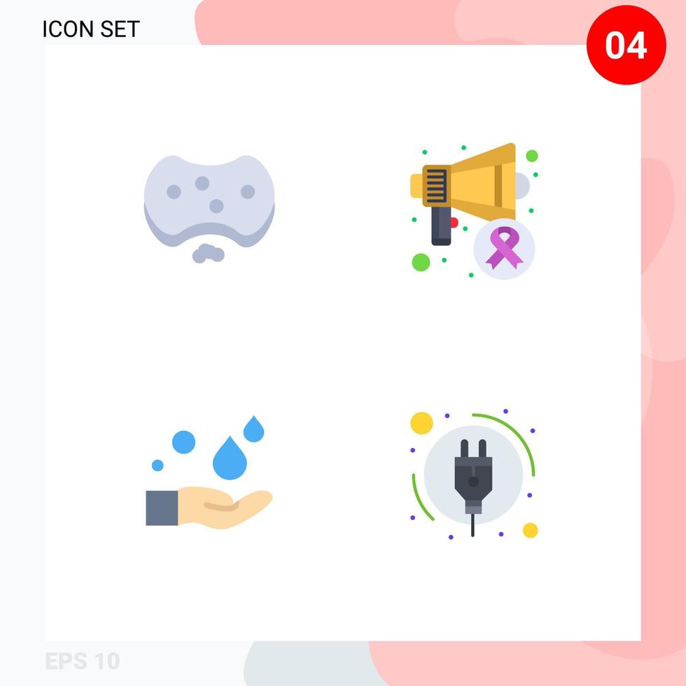 pack d'icônes plates de 4 symboles universels de soins nettoyage savon de sensibilisation médicale éléments de conception vectoriels modifiables vecteur