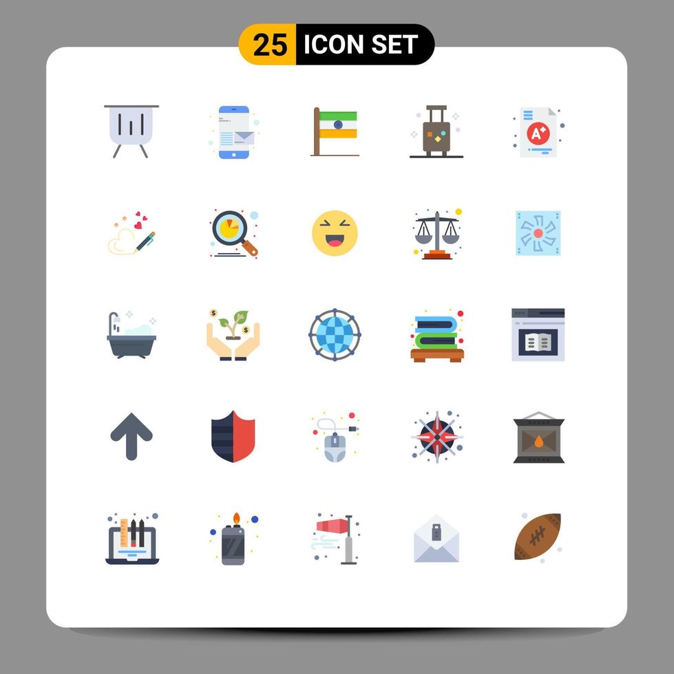 ensemble de 25 symboles d'icônes d'interface utilisateur modernes signes pour la valise de voyage envoyer des éléments de conception vectoriels modifiables jour des bagages vecteur