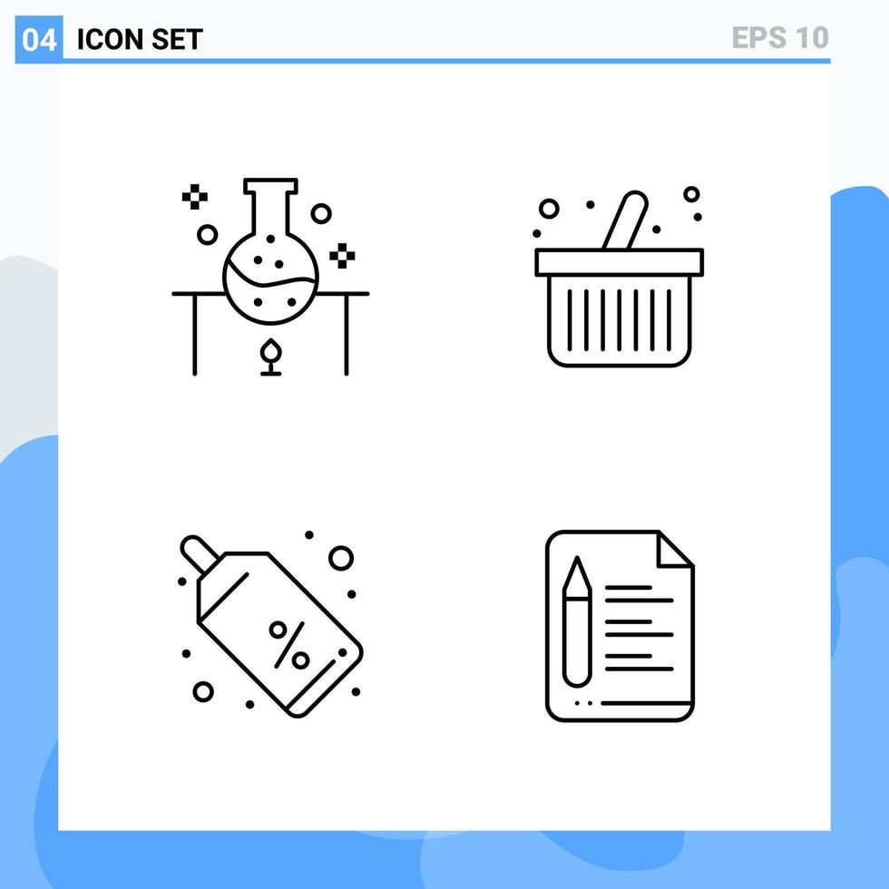 icônes modernes de style 4 lignes. symboles de contour à usage général. signe d'icône de ligne créative isolé sur fond blanc. Pack de 4 icônes. vecteur