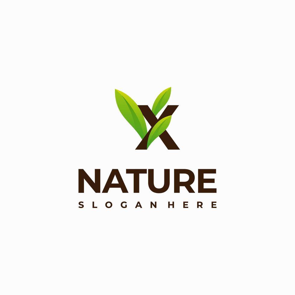 x lettre feuille initiale nature logo designs, lettre moderne vert nature logo vecteur icône illustration