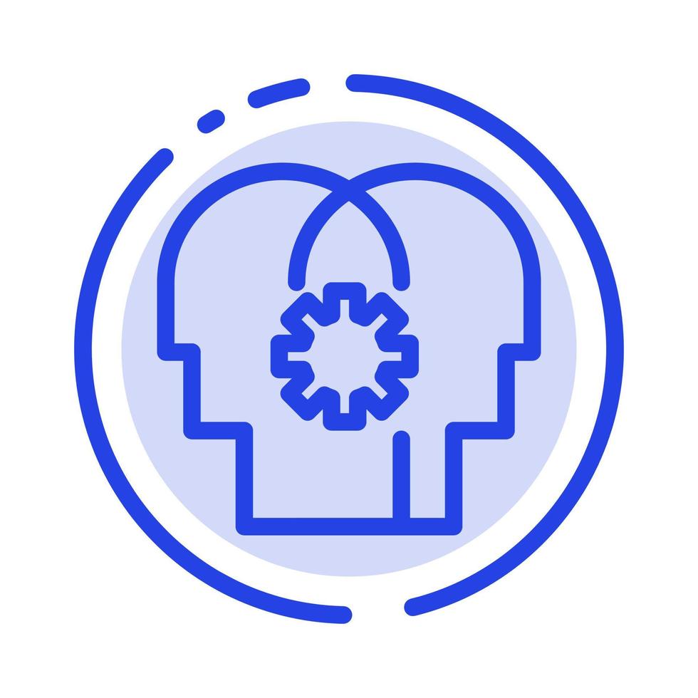 contrôle du cerveau réglage de l'esprit icône de ligne en pointillé bleu vecteur