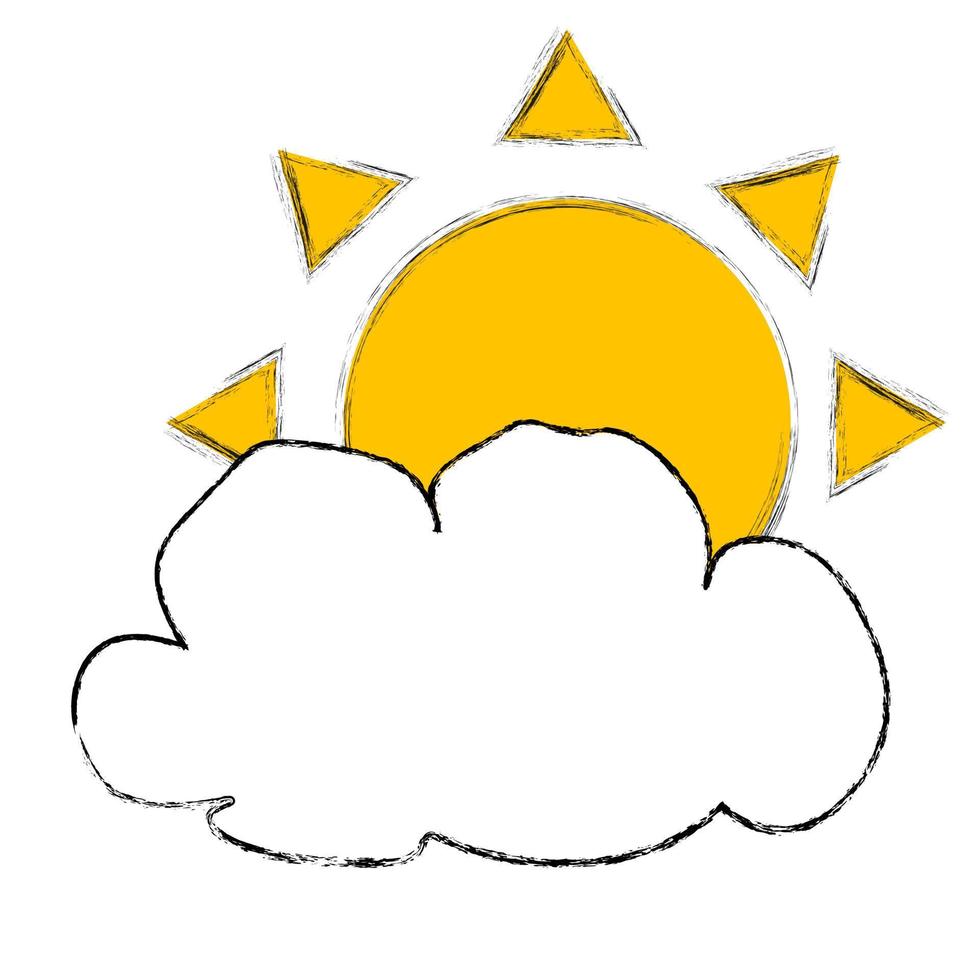 mignon soleil et nuage illustration vectorielle vecteur