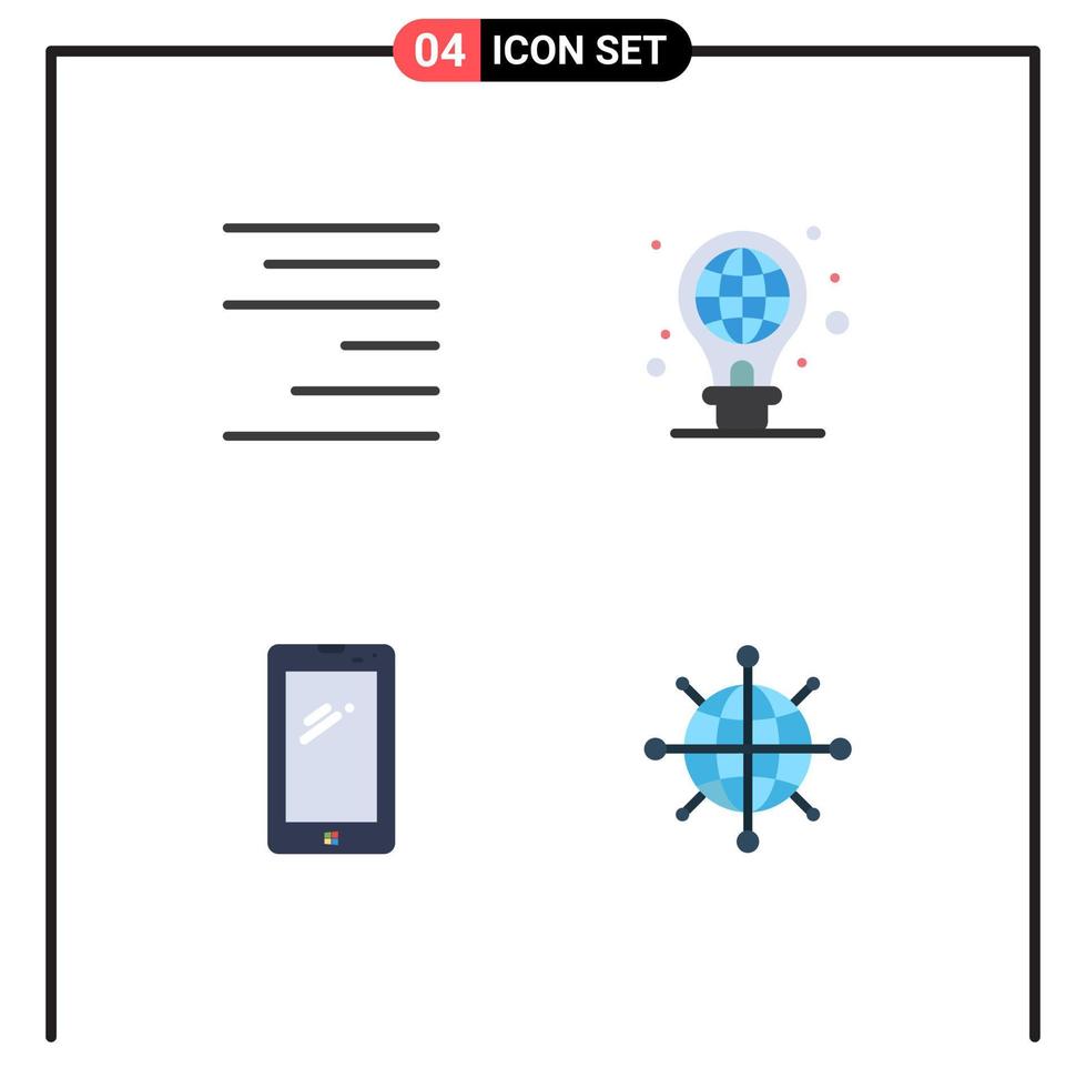 pictogramme ensemble de 4 icônes plates simples d'aligner la protection mobile ampoule iphone éléments de conception vectoriels modifiables vecteur