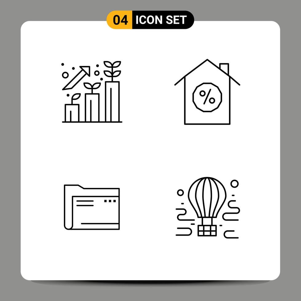 pack de 4 symboles universels de propriété de profit informatique d'entreprise éléments de conception vectoriels modifiables vides vecteur